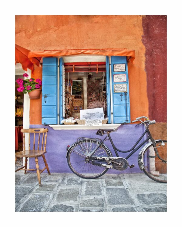 Burano a chair and a bicycle copy scaled