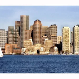 Rowes Wharf with sail